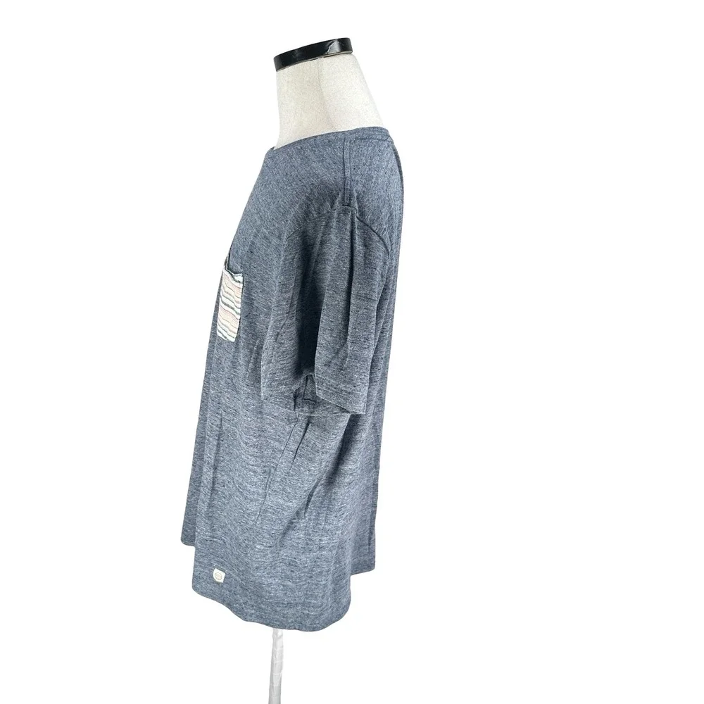 Marine Layer Re-Spun Mens XL‎ Blue Heather Short Sleeve Striped Pocket T-Shirt